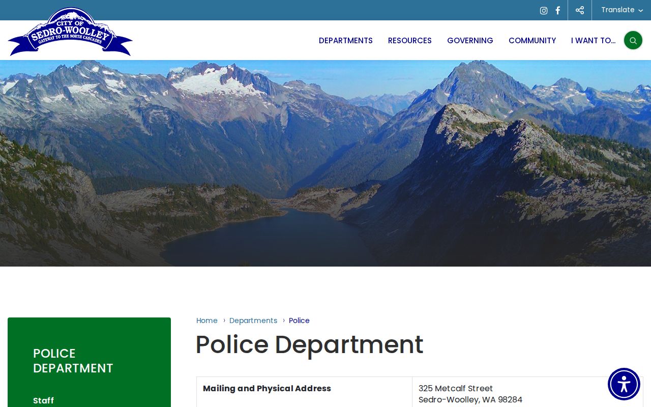 Sedro-Woolley Police Department official webpage